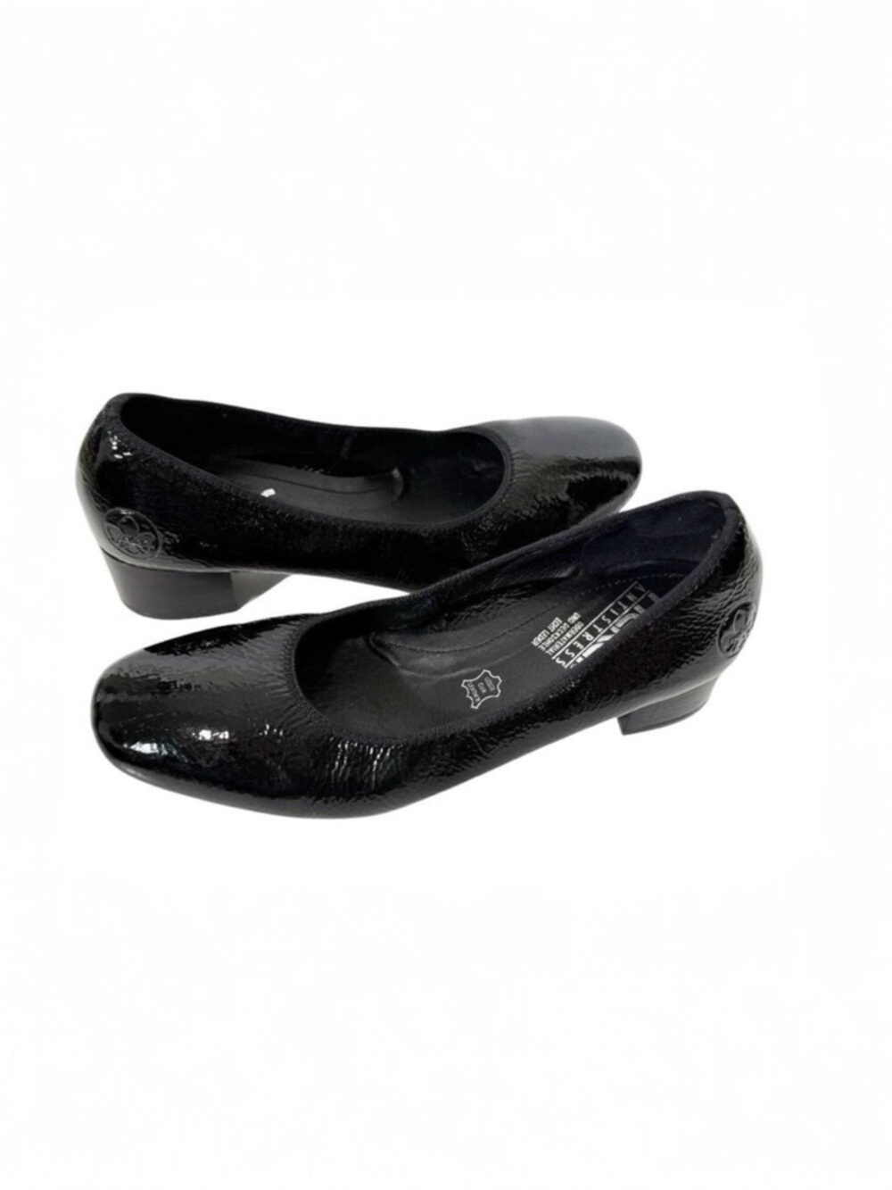 Rieker‎ Verona Black Patent Leather Crinkled Block Heel Comfort Pump Size 8